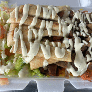 Halal lamb gyro served over rice in Mason, Ohio